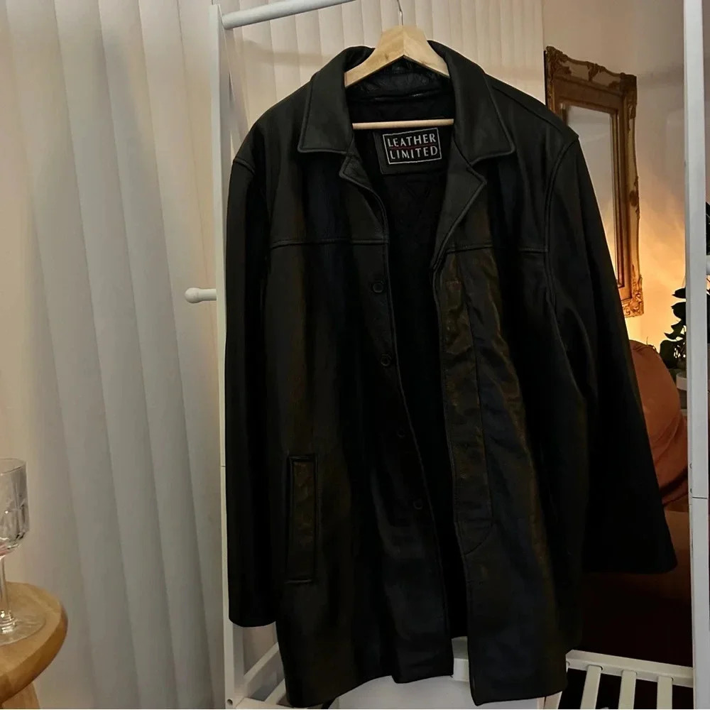 Men’s Vegan Leather Coat Size XL– Luxe and Fire - Picture 2 of 8